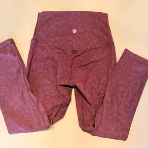 Lululemon Burgundy Align High Rise Leggings Leopard Animal Print Sz 2